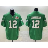 Men's Philadelphia Eagles #12 Randall Cunningham Green 2025 Super Bowl LIX Patch F.U.S.E. Throwback Vapor Untouchable Limited Stitched Football Jersey