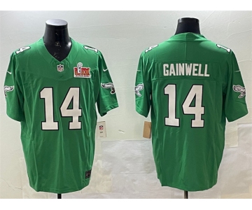 Men's Philadelphia Eagles #14 Kenneth Gainwell Green 2025 Super Bowl LIX Patch F.U.S.E. Throwback Vapor Untouchable Limited Stitched Football Jersey