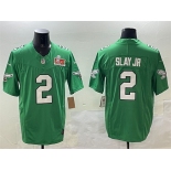 Men's Philadelphia Eagles #2 Darius Slay Jr. Green 2025 Super Bowl LIX Patch F.U.S.E. Throwback Vapor Untouchable Limited Stitched Football Jersey
