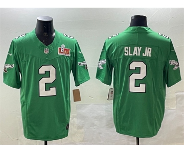 Men's Philadelphia Eagles #2 Darius Slay Jr. Green 2025 Super Bowl LIX Patch F.U.S.E. Throwback Vapor Untouchable Limited Stitched Football Jersey