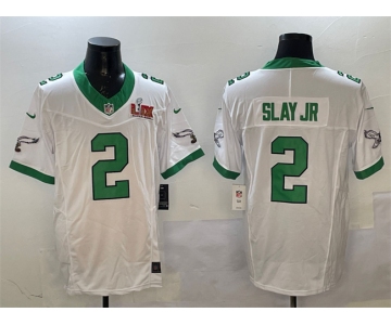 Men's Philadelphia Eagles #2 Darius Slay Jr. White 2025 Super Bowl LIX Patch F.U.S.E. Vapor Untouchable Limited Stitched Football Jersey
