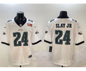 Men's Philadelphia Eagles #24 Darius Slay Jr. White 2025 Super Bowl LIX Patch Vapor Untouchable Limited Stitched Football Jersey