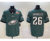 Men's Philadelphia Eagles #26 Saquon Barkley Green 2025 Super Bowl LIX Patch Team Big Logo Vapor Untouchable Limited Stitched Football Jersey