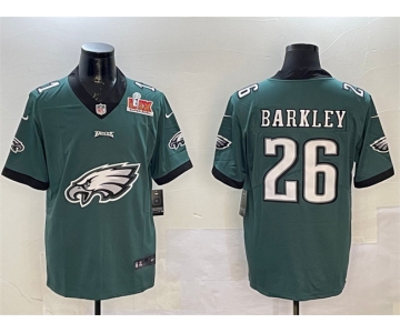 Men's Philadelphia Eagles #26 Saquon Barkley Green 2025 Super Bowl LIX Patch Team Big Logo Vapor Untouchable Limited Stitched Football Jersey