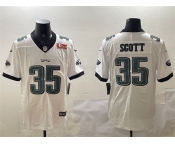 Men's Philadelphia Eagles #35 Boston Scott White 2025 Super Bowl LIX Patch Vapor Untouchable Limited Stitched Football Jersey