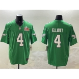 Men's Philadelphia Eagles #4 Jake Elliott Green 2025 Super Bowl LIX Patch F.U.S.E. Throwback Vapor Untouchable Limited Stitched Football Jersey