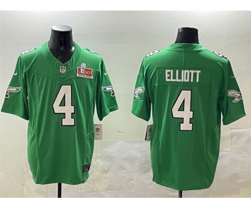 Men's Philadelphia Eagles #4 Jake Elliott Green 2025 Super Bowl LIX Patch F.U.S.E. Throwback Vapor Untouchable Limited Stitched Football Jersey