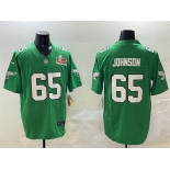 Men's Philadelphia Eagles #65 Lane Johnson Green 2025 Super Bowl LIX Patch F.U.S.E. Throwback Vapor Untouchable Limited Football Stitched Jersey