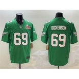Men's Philadelphia Eagles #69 Landon Dickerson Green 2025 Super Bowl LIX Patch F.U.S.E. Throwback Vapor Untouchable Limited Football Stitched Jersey