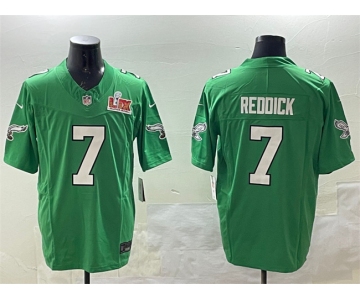 Men's Philadelphia Eagles #7 Haason Reddick Green 2025 Super Bowl LIX Patch F.U.S.E. Throwback Vapor Untouchable Limited Stitched Football Jersey