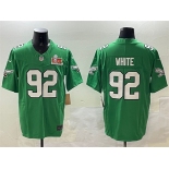 Men's Philadelphia Eagles #92 Reggie White Green 2025 Super Bowl LIX Patch F.U.S.E. Throwback Vapor Untouchable Limited Stitched Football Jersey