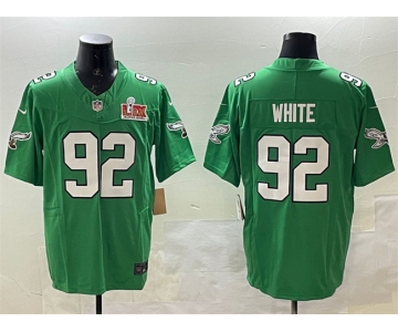 Men's Philadelphia Eagles #92 Reggie White Green 2025 Super Bowl LIX Patch F.U.S.E. Throwback Vapor Untouchable Limited Stitched Football Jersey