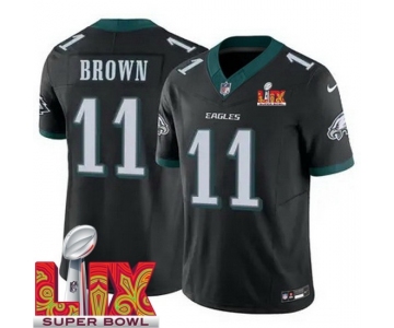 Youth Philadelphia Eagles A.J. Brown #11 Black 2024-2025 Super Bowl LIX F U S E Stitched NFL Jersey