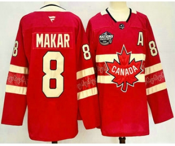 Men's Canada Hockey #8 Cale Makar Red 2025 4 Nations Face Off Authentic Jersey