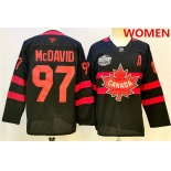 Women's Canada #97 Connor McDavid Black 2025 4 Nations Face-Off Premium With A Patch Stitched Jersey