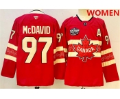 Women's Canada #97 Connor McDavid Red 2025 4 Nations Face-Off Premium With A Patch Stitched Jersey