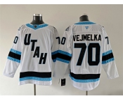 Men's Utah Mammoth #70 Karel Vejmelka White 2025 Stitched Jersey Men's Utah Mammoth #70 Karel Vejmelka White 2025 Stitched Jersey