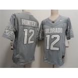 Men's Colorado Buffaloes #12 Travis Hunter Grey With XII Patch 2024 F.U.S.E Stitched Football Jersey