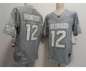 Men's Colorado Buffaloes #12 Travis Hunter Grey With XII Patch 2024 F.U.S.E Stitched Football Jersey