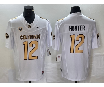 Men's Colorado Buffaloes #12 Travis Hunter White 2023 F.U.S.E. Stitched Football Jersey