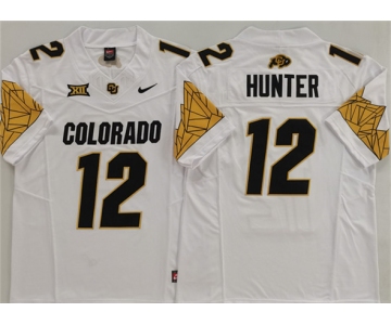 Men's Colorado Buffaloes #12 Travis Hunter White With XII Patch 2025 F.U.S.E. Stitched Football Jersey