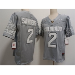 Men's Colorado Buffaloes #2 Shadeur Sanders Grey With XII Patch 2024 F.U.S.E Stitched Football Jersey
