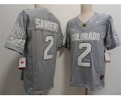 Men's Colorado Buffaloes #2 Shadeur Sanders Grey With XII Patch 2024 F.U.S.E Stitched Football Jersey