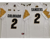 Men's Colorado Buffaloes #2 Shadeur Sanders White With XII Patch 2025 F.U.S.E. Stitched Football Jersey