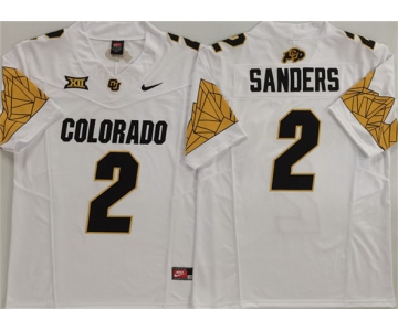 Men's Colorado Buffaloes #2 Shadeur Sanders White With XII Patch 2025 F.U.S.E. Stitched Football Jersey