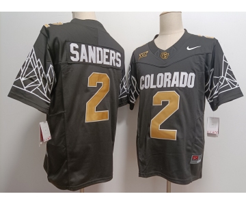 Men's Colorado Buffaloes #2 Shedeur Sanders Black Gold With XII Patch FUSE Vapor Stitched Jersey