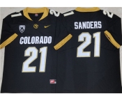 Men's Colorado Buffaloes #21 Shilo Sanders Black 2023 With PAC-12 Patch Stitched Football Jersey