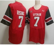 Men's Utah Utes #7 Cameron Rising Red 2024 College Football Jersey