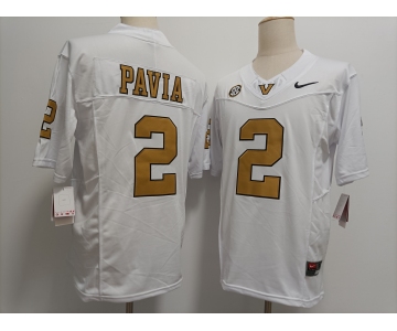 Men's Vanderbilt Commodores #2 Diego Pavia White Gold FUSE College Football Jersey