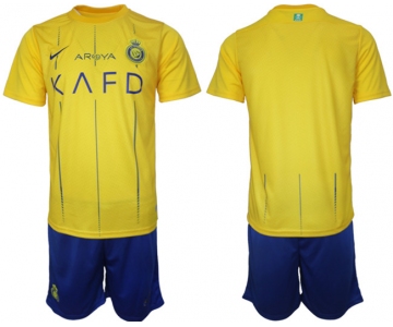Men's Al Nassr Custom 2023-24 Yellow Away Soccer Jersey Suit