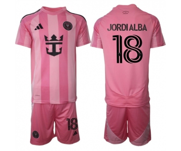Men's Inter Miami CF #18 Jordi Alba 25-26 Pink Home Soccer Jersey Suit