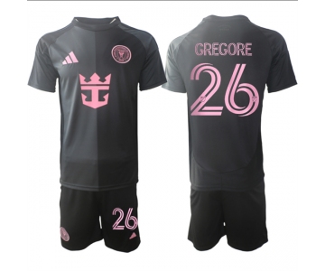 Men's Inter Miami CF #26 Gregore 2025 Black Away Soccer Jersey Suit