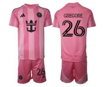 Men's Inter Miami CF #26 Gregore 25-26 Pink Home Soccer Jersey Suit
