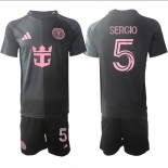 Men's Inter Miami CF #5 Sergio 2025 Black Away Soccer Jersey Suit