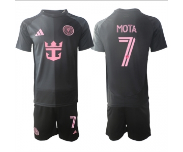 Men's Inter Miami CF #7 Jean Mota 2025 Black Away Soccer Jersey Suit