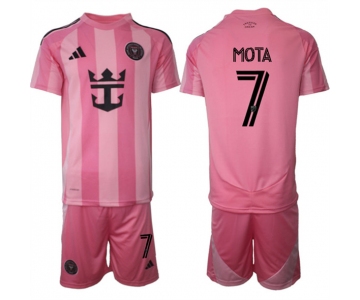 Men's Inter Miami CF #7 Jean Mota 25-26 Pink Home Soccer Jersey Suit