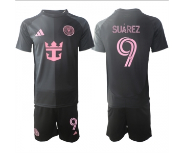 Men's Inter Miami CF #9 Luis Suárez 2025 Black Away Soccer Jersey Suit
