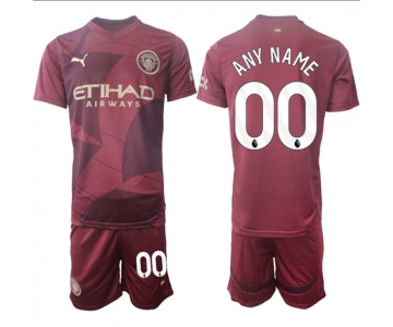 Men's Manchester City Custom 2024-25 Burgundy Third Soccer Jersey Suit