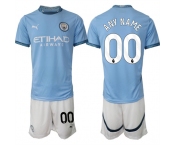Men's Manchester City Custom 2024-25 Light Blue Home Soccer Jersey Suit