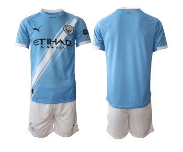 Men's Manchester City Custom 2025 Light Blue Home Soccer Jersey Suit