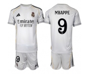 Men's Real Madrid #9 Kylian Mbappe 25-26 White Home Soccer Jersey Suit