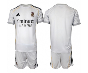 Men's Real Madrid Blank 25-26 White Home Soccer Jersey Suit