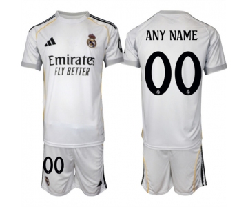Men's Real Madrid Custom 25-26 White Home Soccer Jersey Suit
