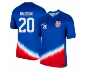 Men's Nike USMNT Folarin Balogun Jersey #20 2024 Away Replica Soccer Blue
