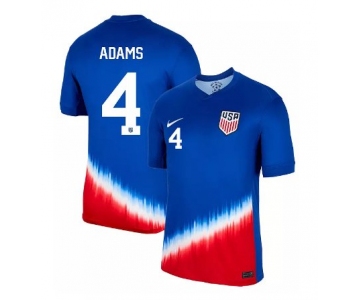 Men's Nike USMNT Tyler Adams Jersey #4 2024 Away Replica Soccer Blue