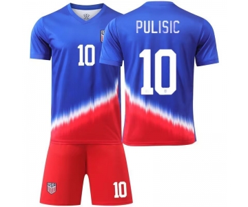 Youth American Team #10 Christian Pulisic 2024-25 Away Soccer Jersey Suit